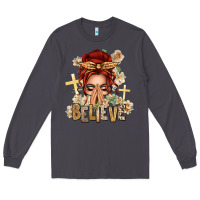 Smoke Red Hair Believe Praying Caucasian Messy Bun Long Sleeve Tee - texasbilliewilder