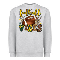 Heather Grey Football vibes yellow and green team color Heavyweight Sweatshirt - HowdyJamesFarm