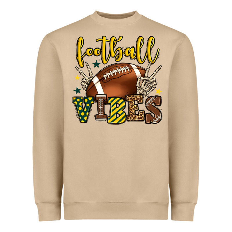 Football Vibes Yellow And Green Team Color Heavyweight Sweatshirt by HowdyJamesFarm | Teevron