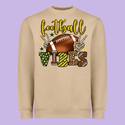 Football Vibes Yellow And Green Team Color Heavyweight Sweatshirt Designed By Howdyjamesfarm