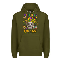 Army Green Skull Mardi Gras queen Premium Hoodie - FaDigitalArtStudio