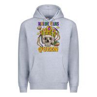 Heather Grey Skull Mardi Gras queen Premium Hoodie - FaDigitalArtStudio