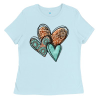 Baby Blue western love hearts Ladies Tee - MaliasSmallBusiness