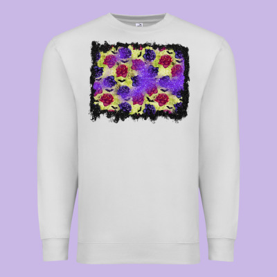 Halloween Bat And Roses Background Premium Sweatshirt Designed By Bundleandbundleshop