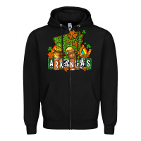 Black St. Patrick's Arkansas Zipper Hoodie - OliviaCreatesArt