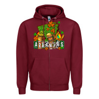 Burgundy St. Patrick's Arkansas Zipper Hoodie - OliviaCreatesArt