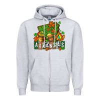Heather Grey St. Patrick's Arkansas Zipper Hoodie - OliviaCreatesArt