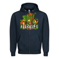 Navy St. Patrick's Arkansas Zipper Hoodie - OliviaCreatesArt