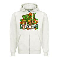 Oatmeal Heather St. Patrick's Arkansas Zipper Hoodie - OliviaCreatesArt