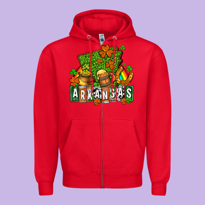 St. Patrick's Arkansas Zipper Hoodie Designed By Oliviacreatesart