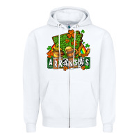 White St. Patrick's Arkansas Zipper Hoodie - OliviaCreatesArt