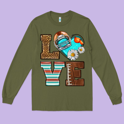 American Football Love And Helmet Long Sleeve Tee Designed By Nancycooperartshop