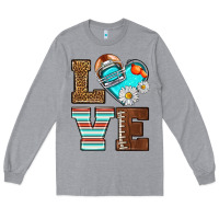 Heather Grey American Football love and helmet Long Sleeve Tee - NancyCooperArtShop