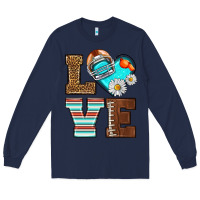Navy American Football love and helmet Long Sleeve Tee - NancyCooperArtShop