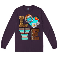 Plum American Football love and helmet Long Sleeve Tee - NancyCooperArtShop
