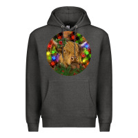 Charcoal Heather Brown Cow Christmas Premium Hoodie - RanaPortraitStore