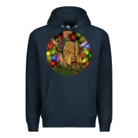 Navy Brown Cow Christmas Premium Hoodie - RanaPortraitStore
