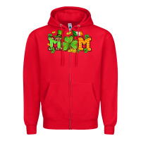 Red St. Patrick's Day mom Zipper Hoodie - OliviaCreatesArt
