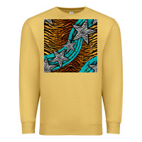 Antique Gold tiger turquoise glitter and stars seamless pattern Premium Sweatshirt - BundleAndBundleShop