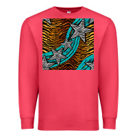 Cardinal tiger turquoise glitter and stars seamless pattern Premium Sweatshirt - BundleAndBundleShop