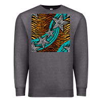 Charcoal Heather tiger turquoise glitter and stars seamless pattern Premium Sweatshirt - BundleAndBundleShop