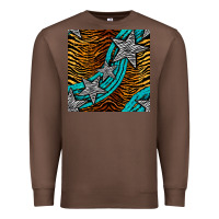 Chestnut tiger turquoise glitter and stars seamless pattern Premium Sweatshirt - BundleAndBundleShop
