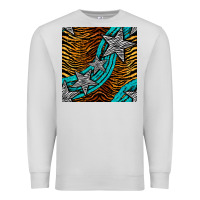 Dove Grey tiger turquoise glitter and stars seamless pattern Premium Sweatshirt - BundleAndBundleShop