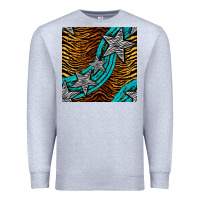 Heather Grey tiger turquoise glitter and stars seamless pattern Premium Sweatshirt - BundleAndBundleShop