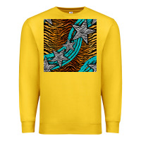 Lemon tiger turquoise glitter and stars seamless pattern Premium Sweatshirt - BundleAndBundleShop