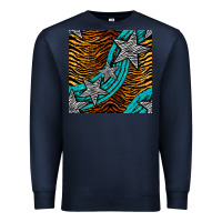 Navy tiger turquoise glitter and stars seamless pattern Premium Sweatshirt - BundleAndBundleShop