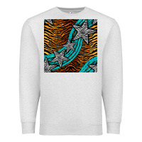 Oatmeal Heather tiger turquoise glitter and stars seamless pattern Premium Sweatshirt - BundleAndBundleShop
