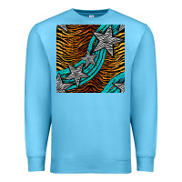 Ocean Blue tiger turquoise glitter and stars seamless pattern Premium Sweatshirt - BundleAndBundleShop