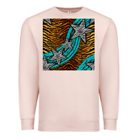 Pale Pink tiger turquoise glitter and stars seamless pattern Premium Sweatshirt - BundleAndBundleShop