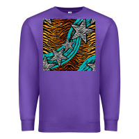 Purple tiger turquoise glitter and stars seamless pattern Premium Sweatshirt - BundleAndBundleShop