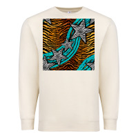 Sandshell tiger turquoise glitter and stars seamless pattern Premium Sweatshirt - BundleAndBundleShop