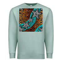 Tiger Turquoise Glitter And Stars Seamless Pattern Premium Sweatshirt | Teevron
