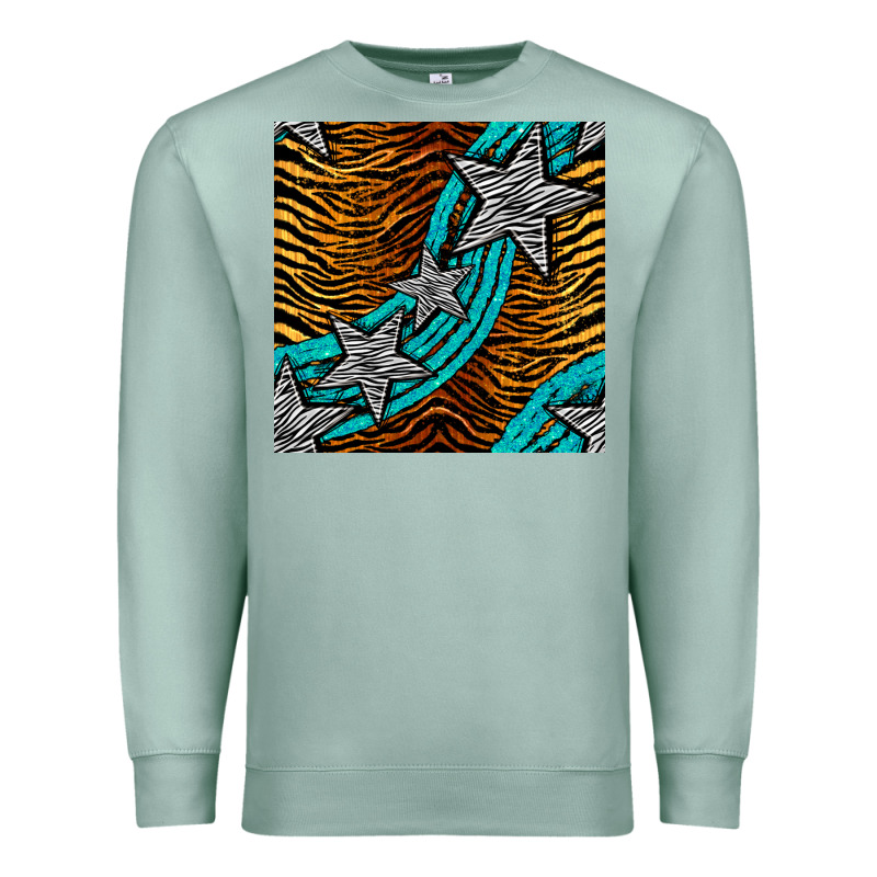 Tiger Turquoise Glitter And Stars Seamless Pattern Premium Sweatshirt by BundleAndBundleShop | Teevron