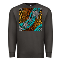 Smoke tiger turquoise glitter and stars seamless pattern Premium Sweatshirt - BundleAndBundleShop