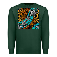 Sports Green tiger turquoise glitter and stars seamless pattern Premium Sweatshirt - BundleAndBundleShop