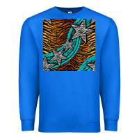 True Royal tiger turquoise glitter and stars seamless pattern Premium Sweatshirt - BundleAndBundleShop