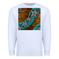 White tiger turquoise glitter and stars seamless pattern Premium Sweatshirt - BundleAndBundleShop