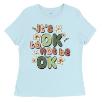 Baby Blue it's ok to not be ok Ladies Tee - MaliasSmallBusiness