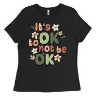 Black it's ok to not be ok Ladies Tee - MaliasSmallBusiness
