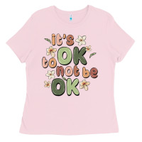 Bubblegum Pink it's ok to not be ok Ladies Tee - MaliasSmallBusiness