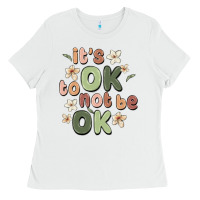 White it's ok to not be ok Ladies Tee - MaliasSmallBusiness