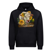 Black charolais cow with sunflowers Urban Hoodie - LillyAllenDesigns