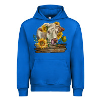 Cobalt charolais cow with sunflowers Urban Hoodie - LillyAllenDesigns