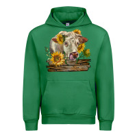 Emerald charolais cow with sunflowers Urban Hoodie - LillyAllenDesigns