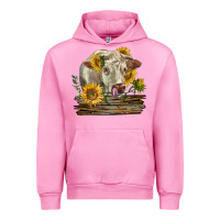 Fuchsia Pink charolais cow with sunflowers Urban Hoodie - LillyAllenDesigns