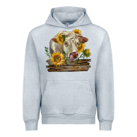 Heather Grey charolais cow with sunflowers Urban Hoodie - LillyAllenDesigns